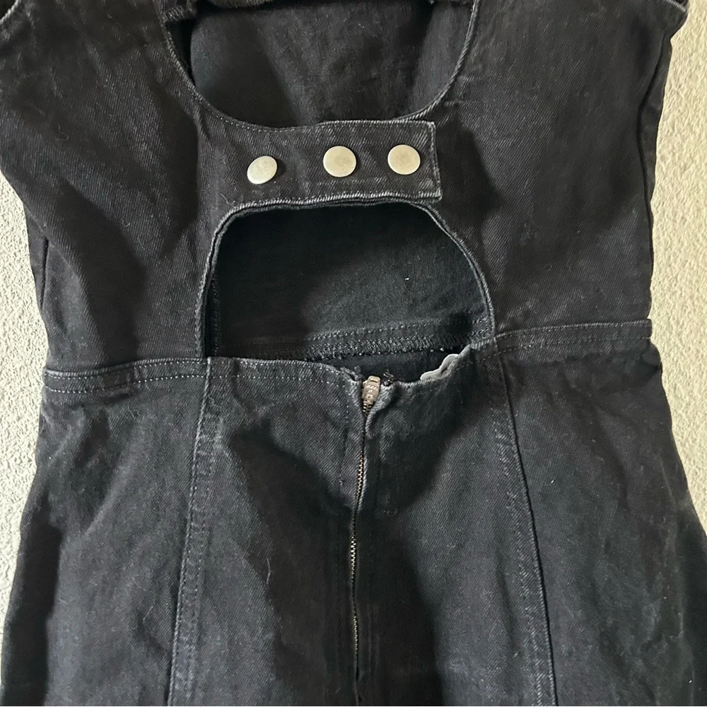 BDG Black Square Neck Denim Mini Dress